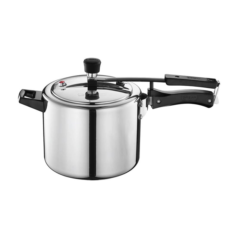 Shri & Sam Shri & Sam TriPly 18/8 Stainless Steel Inner Lid Pressure Cooker, Pressure Cooker with Extra Safety Valve, Induction and Gas Ready, Silver, 5-Year Warranty (3 Litre)  - Image 1