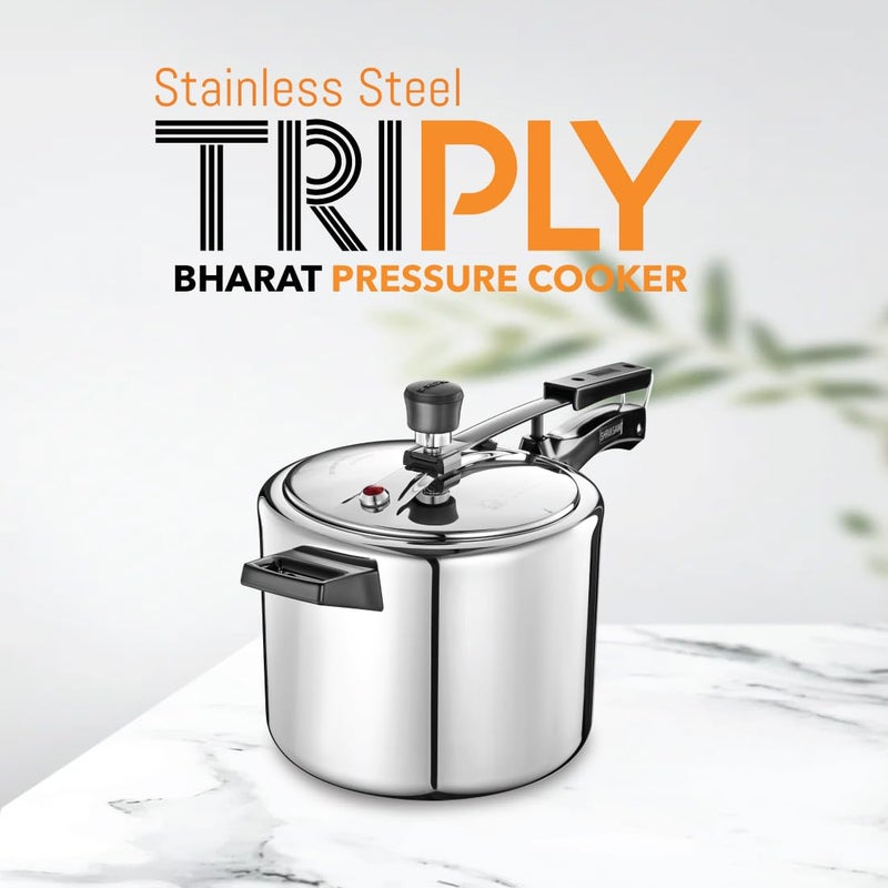 Shri & Sam Shri & Sam TriPly 18/8 Stainless Steel Inner Lid Pressure Cooker, Pressure Cooker with Extra Safety Valve, Induction and Gas Ready, Silver, 5-Year Warranty (3 Litre)  - Image 3