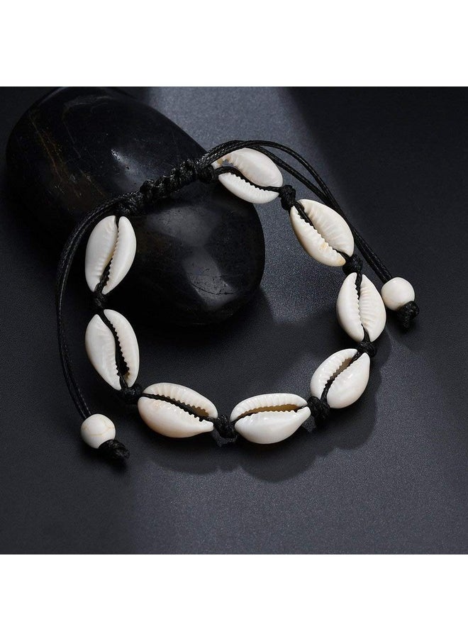 COLORFUL BLING 2 Pieces Handmade Boehmia Natural Cowrie Shell Anklet Seashell Ankle Bracelet Boho Beads Hawaii Foot Jewelry-2Pcs  - Image 4