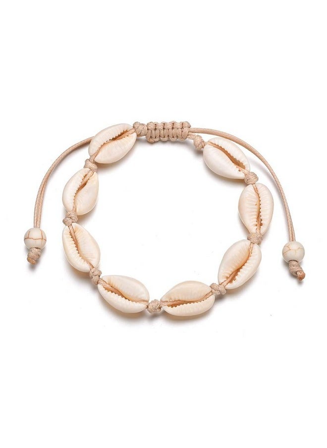 COLORFUL BLING 2 Pieces Handmade Boehmia Natural Cowrie Shell Anklet Seashell Ankle Bracelet Boho Beads Hawaii Foot Jewelry-2Pcs  - Image 5