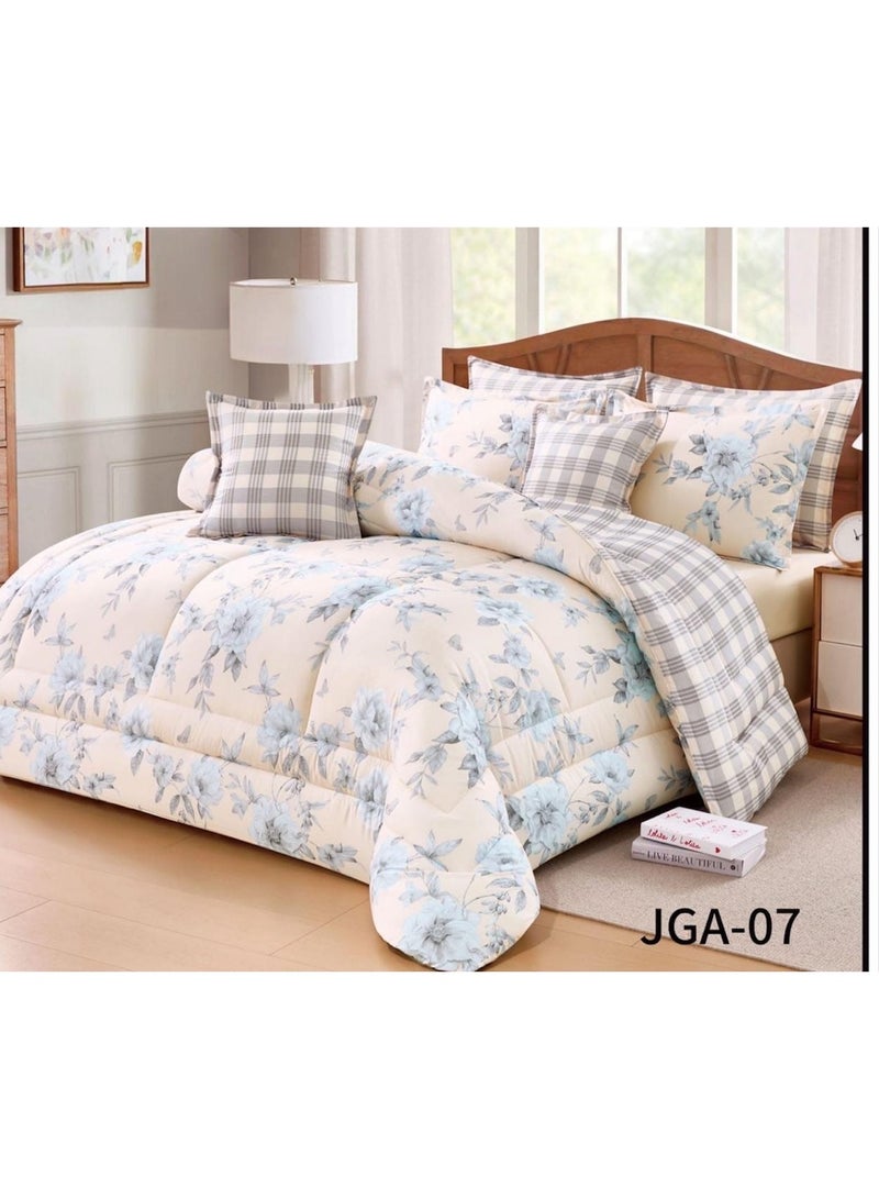 New floral-patterned microfiber single bed set (4 pieces); size 160 x 210 cm.