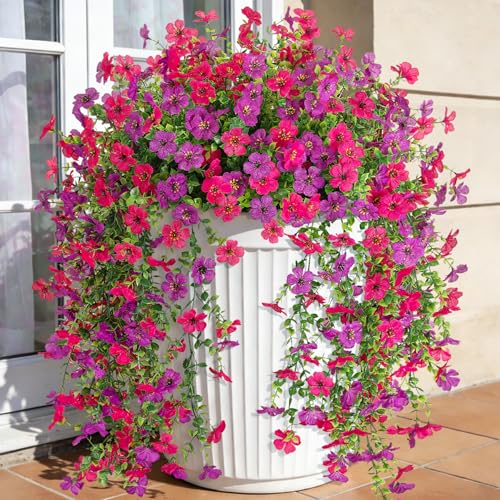 Hrobek Fake Artificial Hanging Flowers for Outdoors Decoration 2 PCS Faux UV Resistant Artificial Outdoor Flowers Fake Plants Look Real Daisy No Fade Spring Decor for Porch Home Patio Balcony and Yard - Image 1