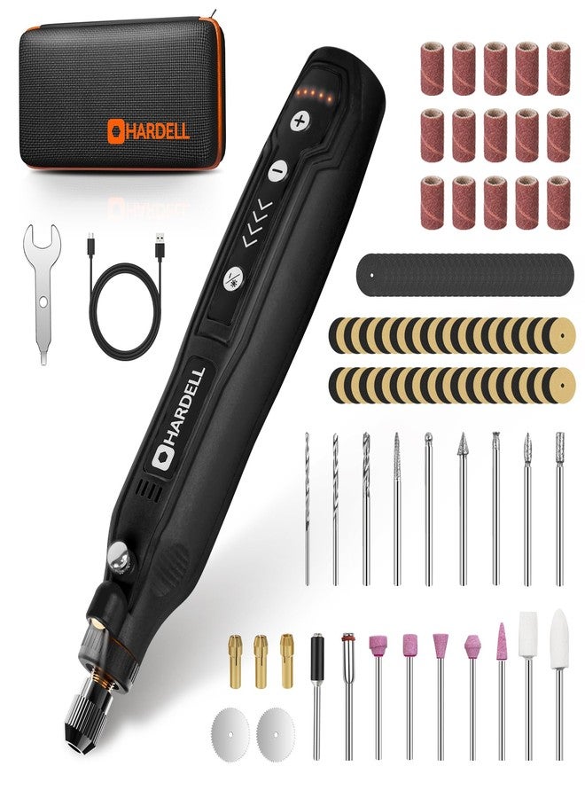 HARDELL Mini Cordless Rotary Tool Kit, 5-Speed and USB Charging with 69 Accessories, Multi-Purpose 3.7V Power Rotary Tool for Sanding, Polishing, Drilling, Etching, Engraving, DIY Crafts (Black) - Image 1