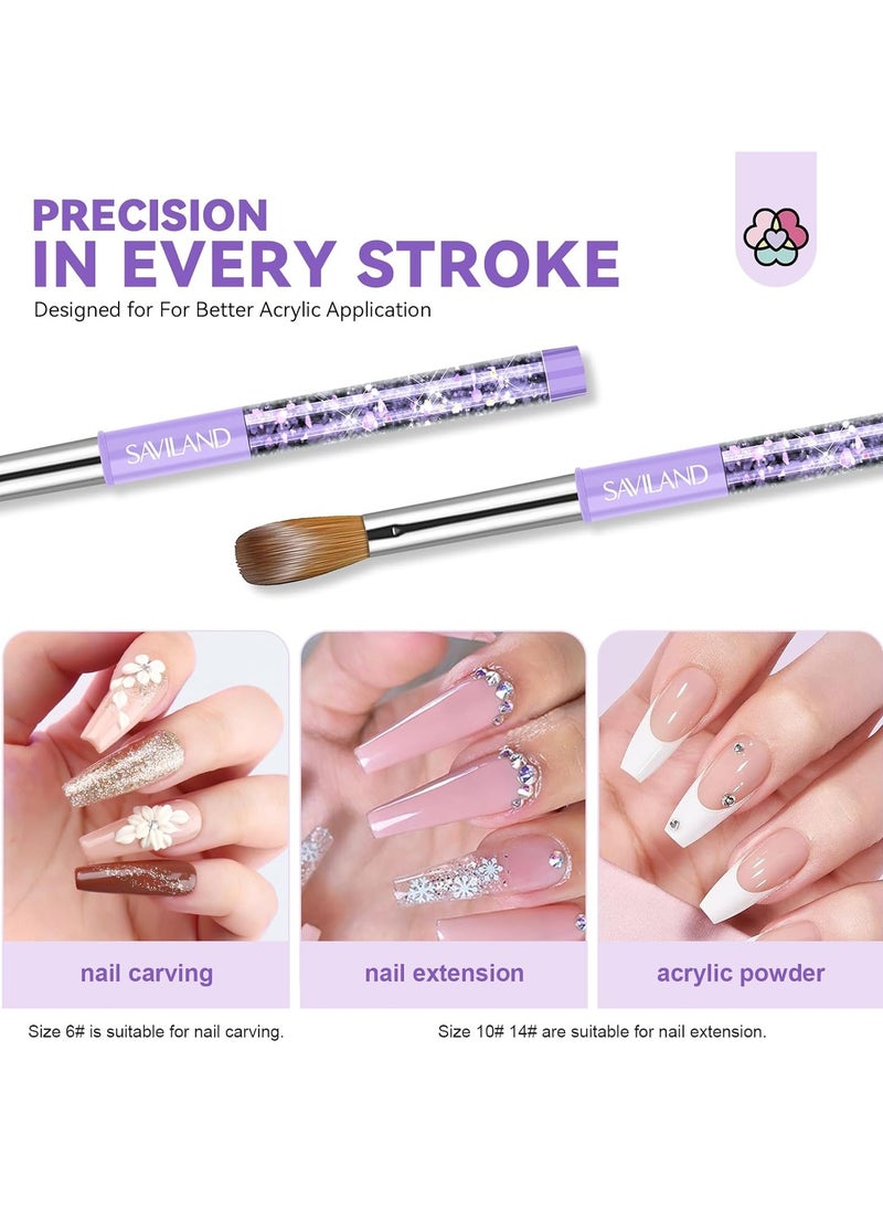 Saviland SAVILAND Kolinsky Acrylic Nail Brush Set: Size 6,10,14 Professional Nail Brushes Cleaner Manicure Tool for Acrylic Application Acrylic Powder Nail Extension 3D Nail Carving for Nail Art DIY  - Image 3