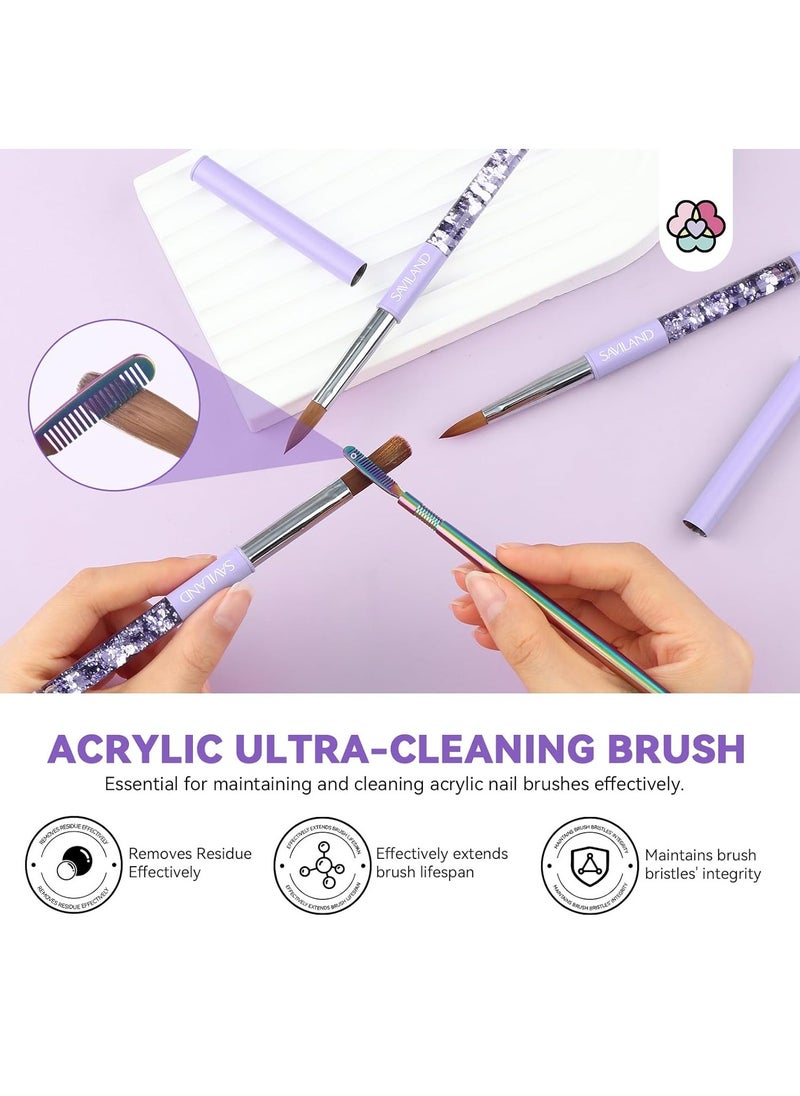 Saviland SAVILAND Kolinsky Acrylic Nail Brush Set: Size 6,10,14 Professional Nail Brushes Cleaner Manicure Tool for Acrylic Application Acrylic Powder Nail Extension 3D Nail Carving for Nail Art DIY  - Image 4