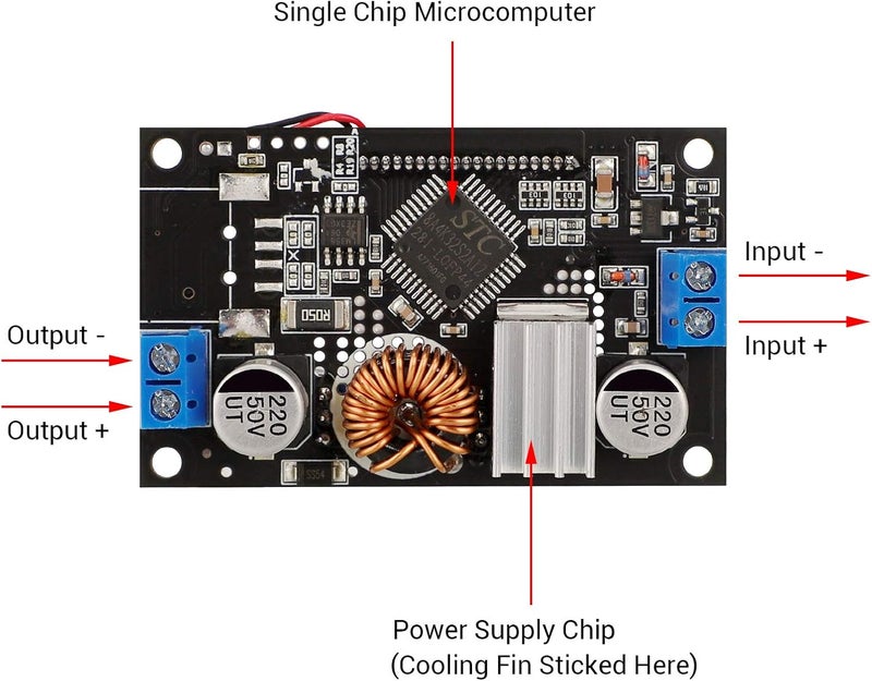DROK Boost DC 6-30V to DC 7-32V 12V 24V 5A Adjustable Voltage Regulator with LCD and Guards - Image 3
