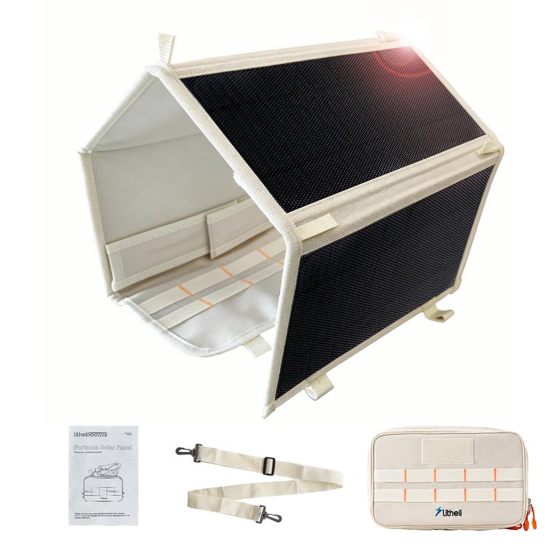 Litheli 24W Portable Solar Panel Charger, Foldout Mini Solar Panel for Camping, Hiking & Window Use, IP54 Waterproof, Dual USB-C/USB-A 5V/3A, Foldable Solar Charger for Phone, Camera & Power Bank - Image 1
