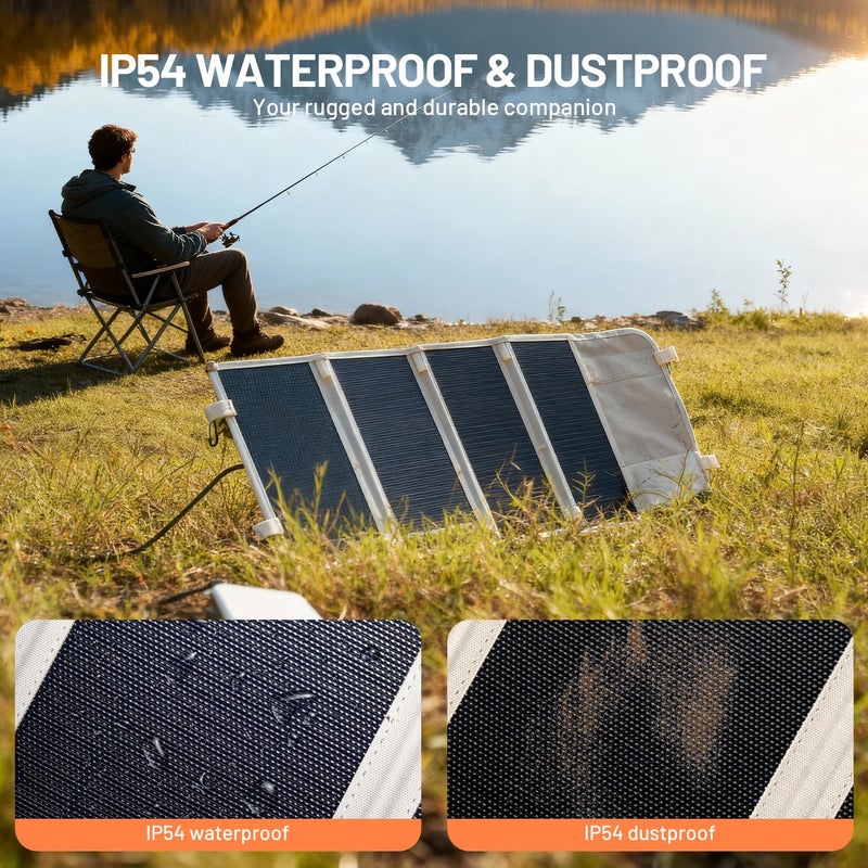 Litheli 24W Portable Solar Panel Charger, Foldout Mini Solar Panel for Camping, Hiking & Window Use, IP54 Waterproof, Dual USB-C/USB-A 5V/3A, Foldable Solar Charger for Phone, Camera & Power Bank - Image 5