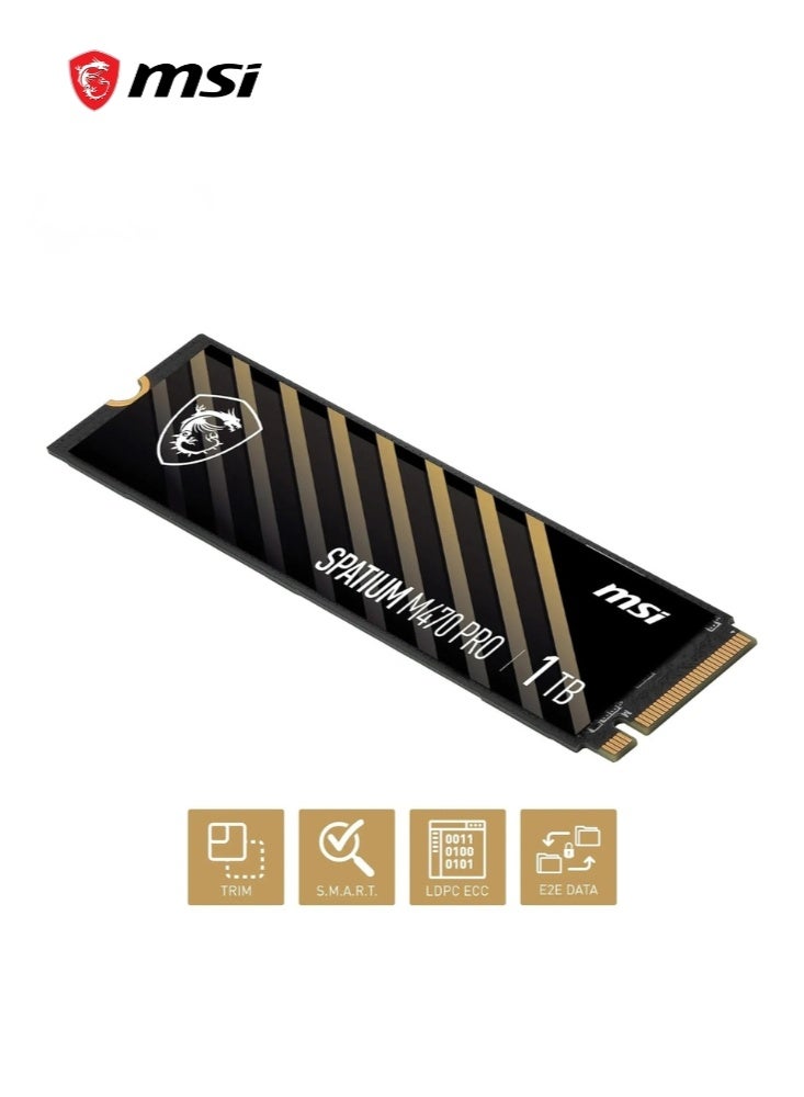 إم اس أي SPATIUM M470 PRO PCIe 4.0 NVMe M.2 1TB SSD محمول, 1TB قرص صلب خارجي, سرعات تصل إلى 6000MB/s, USB-C, تخزين موثوق للألعاب, الطلاب, المحترفين, أسود - Image 4