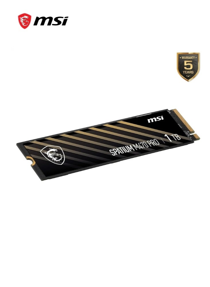 إم اس أي SPATIUM M470 PRO PCIe 4.0 NVMe M.2 1TB SSD محمول, 1TB قرص صلب خارجي, سرعات تصل إلى 6000MB/s, USB-C, تخزين موثوق للألعاب, الطلاب, المحترفين, أسود - Image 3