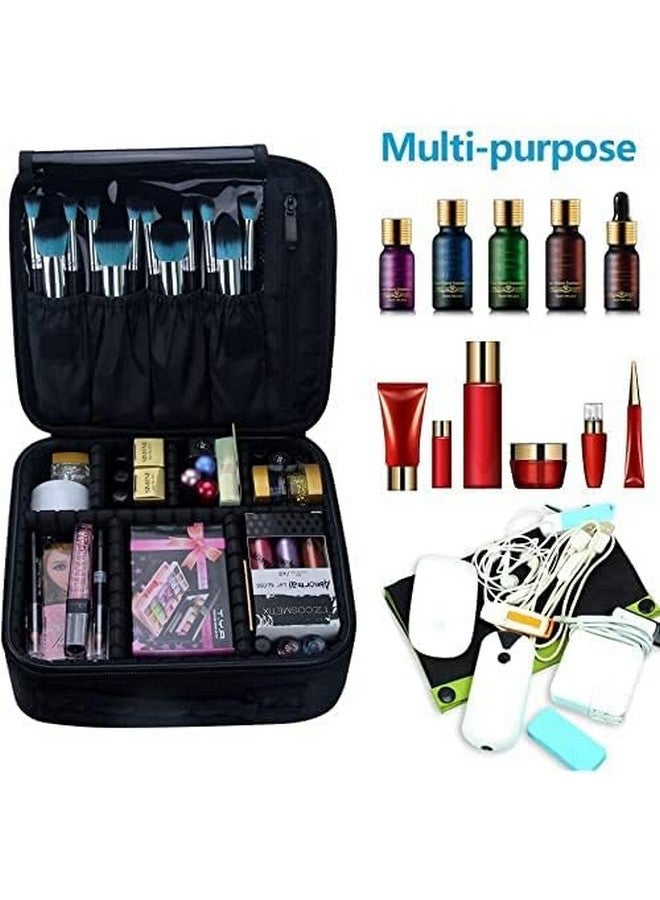 JUDEE Professional Makeup Train Case Cosmetic Toiletry Bag Travel Organizer Make up Artist Master Waterproof Case Portable Storage with Adjustable Dividers Accessories Tools Brushes Pouch(Black) - Image 5