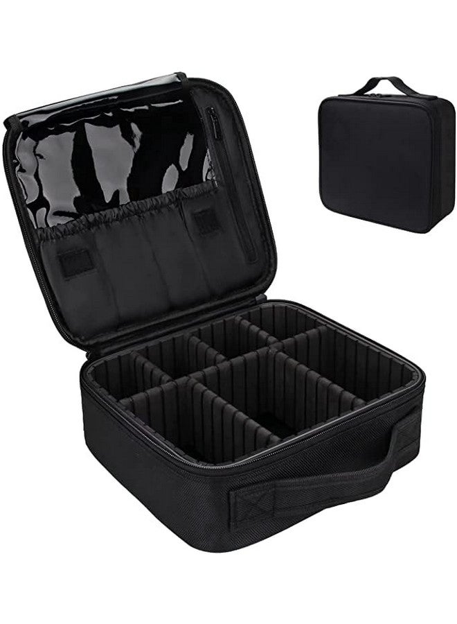 JUDEE Professional Makeup Train Case Cosmetic Toiletry Bag Travel Organizer Make up Artist Master Waterproof Case Portable Storage with Adjustable Dividers Accessories Tools Brushes Pouch(Black) - Image 1