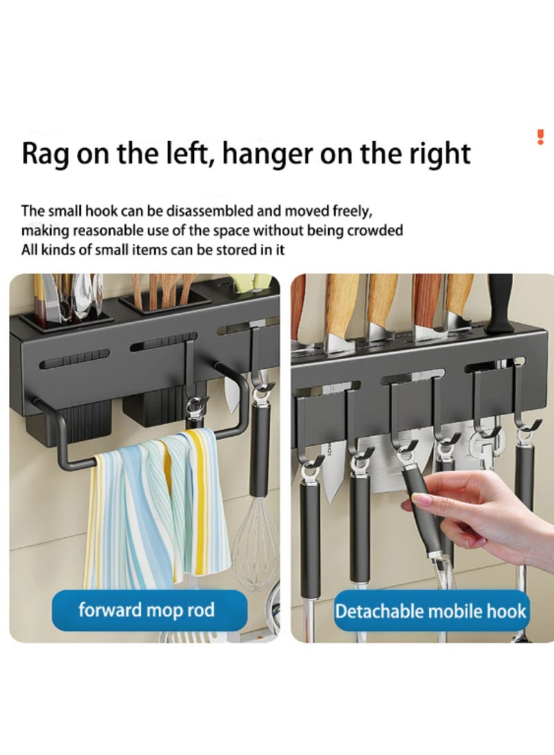 EnvoMart Kitchen Wall Mounted Storage Rack - Condiment Storage Rack Kitchen Rack Wall-mounted Knife - Rack - Kitchenware Storage Rack with 8 Hooks Space Aluminum Rack - Kitchen Shelf - Kitchen Aid Hanging Rack - Image 2
