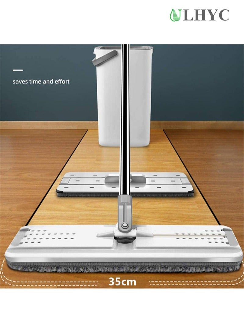 ULHYC Hands-free flat floor mop and bucket set for home floor cleaning with washable microfiber pad - Image 3