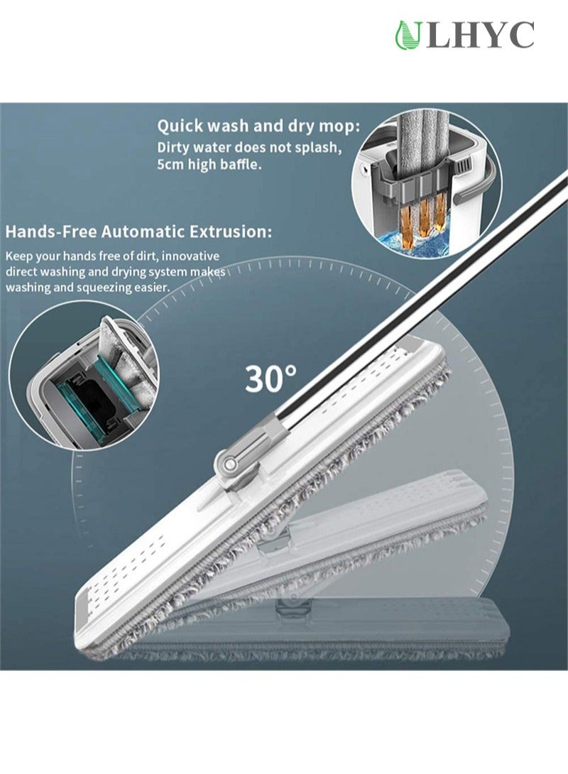 ULHYC Hands-free flat floor mop and bucket set for home floor cleaning with washable microfiber pad - Image 4