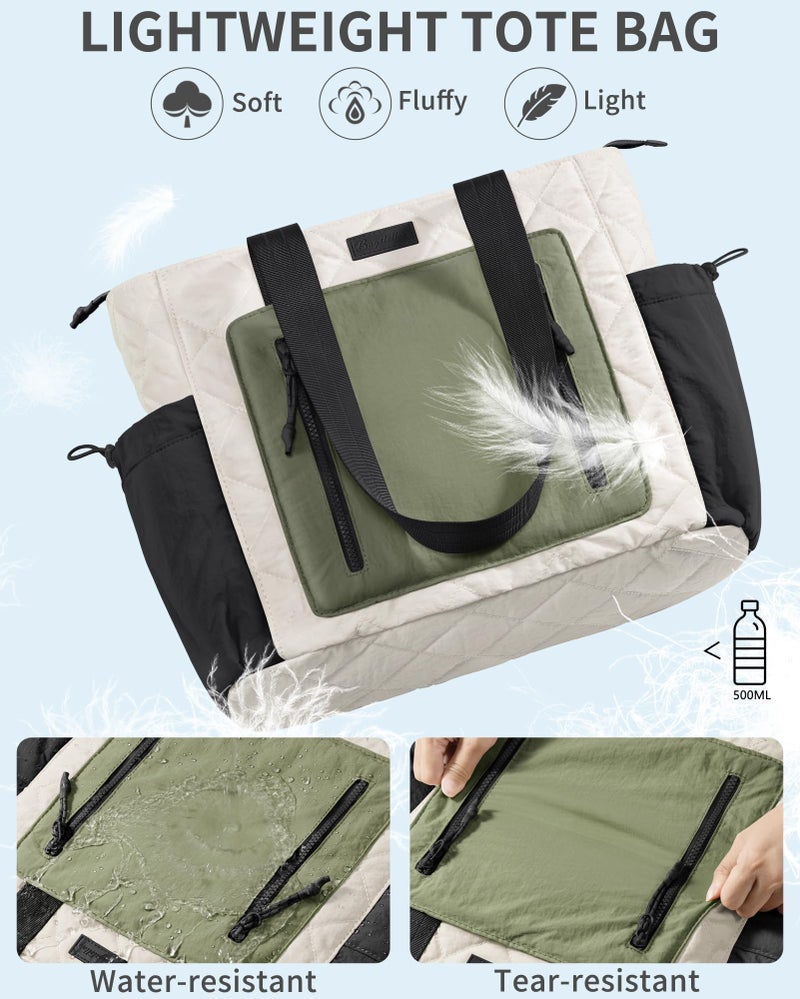 Bagstellar Puffer Tote Bag for Women, Lightweight Puffy Work Laptop Handbag Teacher Nurse Quilted Shoulder School Daily Travel Gym Bag - Image 5