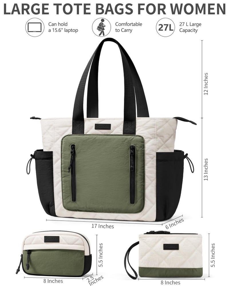 Bagstellar Puffer Tote Bag for Women, Lightweight Puffy Work Laptop Handbag Teacher Nurse Quilted Shoulder School Daily Travel Gym Bag - Image 4