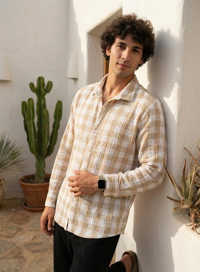 ترولوم Men Relaxed Checked Casual Shirt