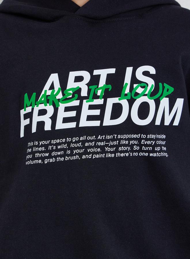 Styli Boys Black Graphic Print Cotton Hoodie - Image 3