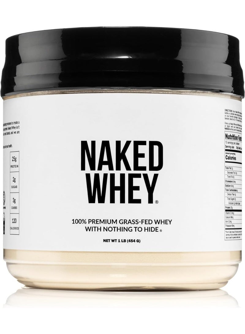 Nakd التغذية Naked Whey 1Lb - مكون واحد فقط، مسحوق بروتين مصل اللبن الذي يتغذى على العشب، غير معدل وراثيًا، خالٍ من الكائنات المعدلة وراثيًا، خالٍ من الصويا، خالٍ من الغلوتين، يحفز النمو، ويعزز الانتعاش - 15 حصة - Image 1
