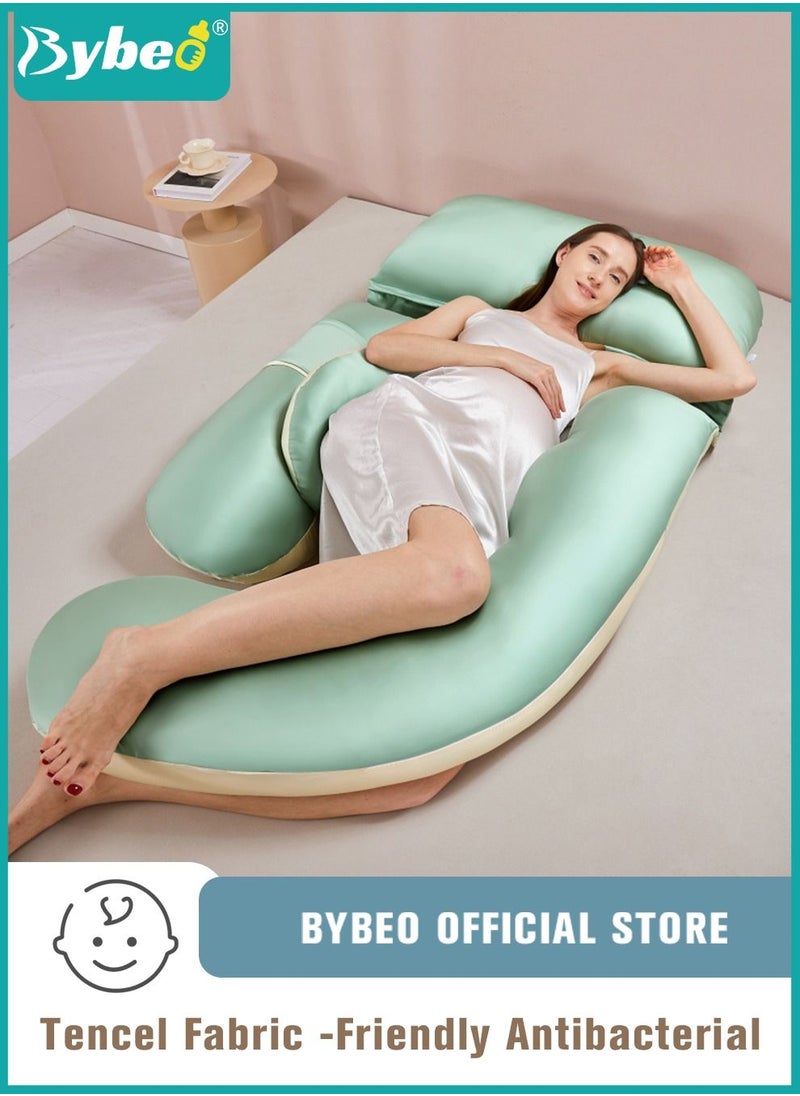 Bybeo - Pregnancy Pillows for Sleeping, Maternity Women U Shaped Full Body Pillow with Detachable and Adjustable Cover, Back Support,Made of 60s Lycra silk & Lycra Fiber - Image 1