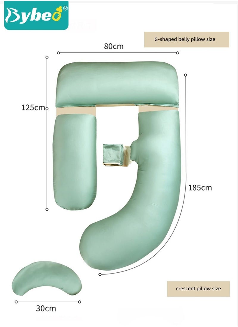 Bybeo - Pregnancy Pillows for Sleeping, Maternity Women U Shaped Full Body Pillow with Detachable and Adjustable Cover, Back Support,Made of 60s Lycra silk & Lycra Fiber - Image 1