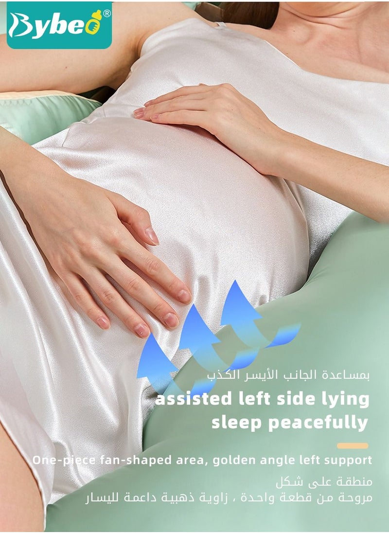 Bybeo - Pregnancy Pillows for Sleeping, Maternity Women U Shaped Full Body Pillow with Detachable and Adjustable Cover, Back Support,Made of 60s Lycra silk & Lycra Fiber - Image 1