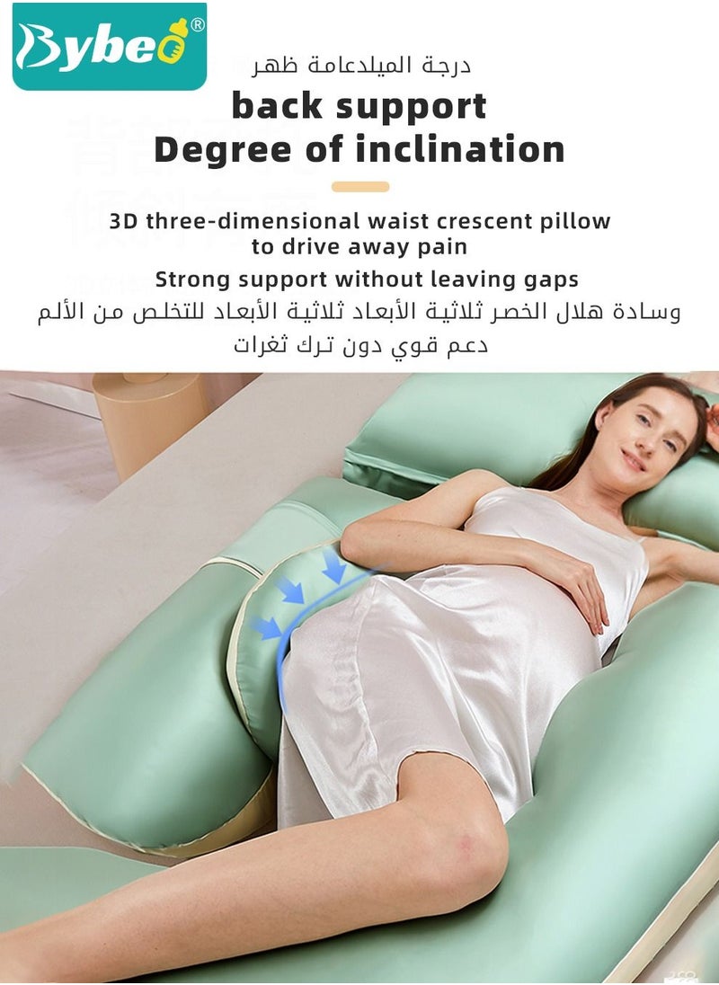 Bybeo - Pregnancy Pillows for Sleeping, Maternity Women U Shaped Full Body Pillow with Detachable and Adjustable Cover, Back Support,Made of 60s Lycra silk & Lycra Fiber - Image 1
