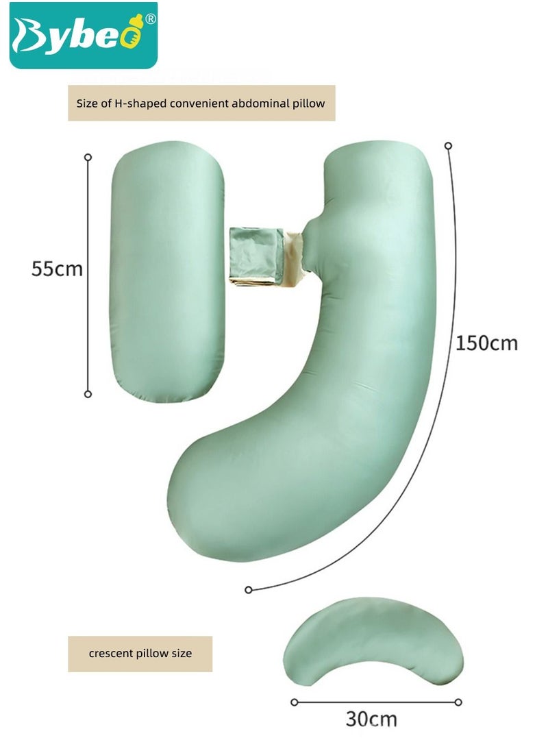Bybeo - Pregnancy Pillows for Sleeping, Maternity Women U Shaped Full Body Pillow with Detachable and Adjustable Cover, Back Support,Made of 60s Lycra silk & Lycra Fiber - Image 1