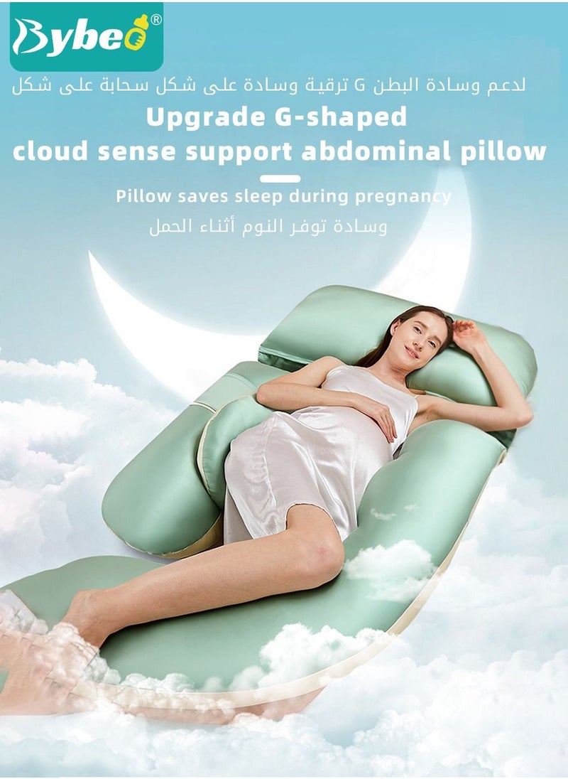 Bybeo - Pregnancy Pillows for Sleeping, Maternity Women U Shaped Full Body Pillow with Detachable and Adjustable Cover, Back Support,Made of 60s Lycra silk & Lycra Fiber - Image 1