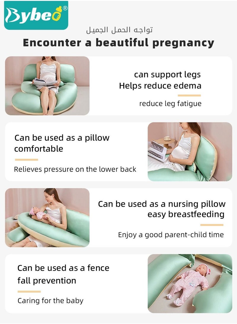 Bybeo - Pregnancy Pillows for Sleeping, Maternity Women U Shaped Full Body Pillow with Detachable and Adjustable Cover, Back Support,Made of 60s Lycra silk & Lycra Fiber - Image 1