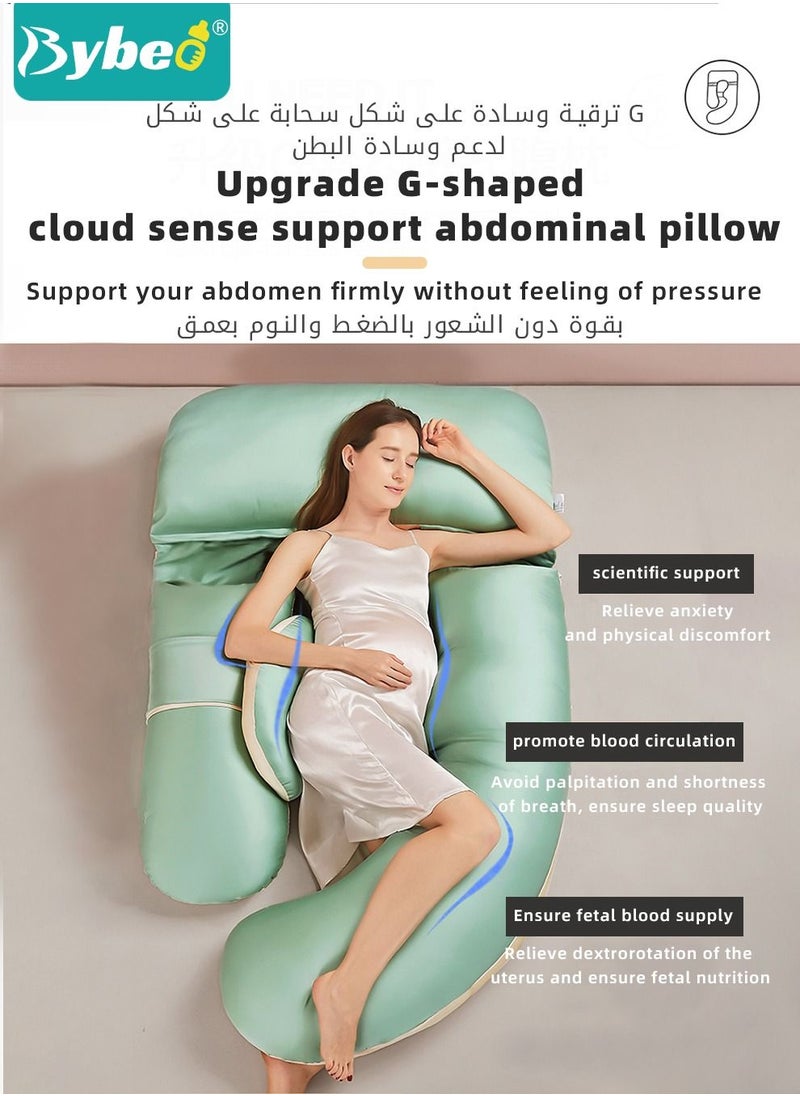 Bybeo - Pregnancy Pillows for Sleeping, Maternity Women U Shaped Full Body Pillow with Detachable and Adjustable Cover, Back Support,Made of 60s Lycra silk & Lycra Fiber - Image 1