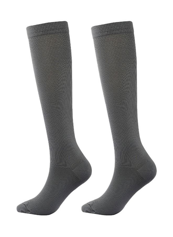 Ant 1 Pairs Elastic Compression Socks Knee High Socks &Calf Socks,Comfort & Fatigue Relief, Best Support for Running Nursing Athletic Gray (L/XL)  - Image 1