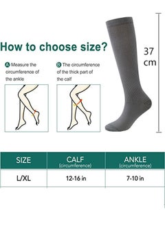 Ant 1 Pairs Elastic Compression Socks Knee High Socks &Calf Socks,Comfort & Fatigue Relief, Best Support for Running Nursing Athletic Gray (L/XL)  - Image 2