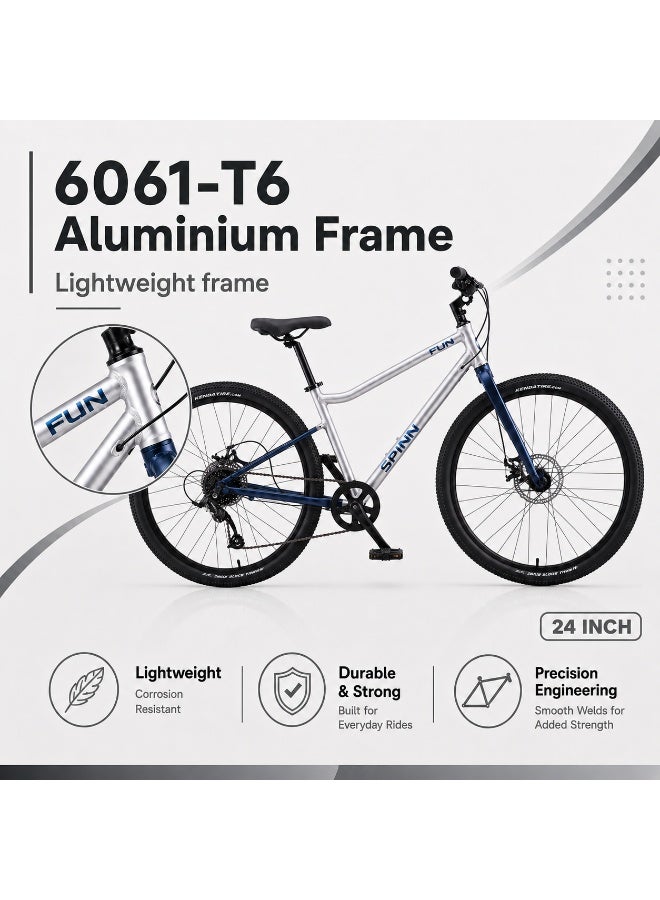 SPINN Fun 8D 24-Inch  Kids & Teens | 24-Inch Wheel Size | Adjustable Seat | 8-Speed Disc Brake | Storm Blue - Image 3