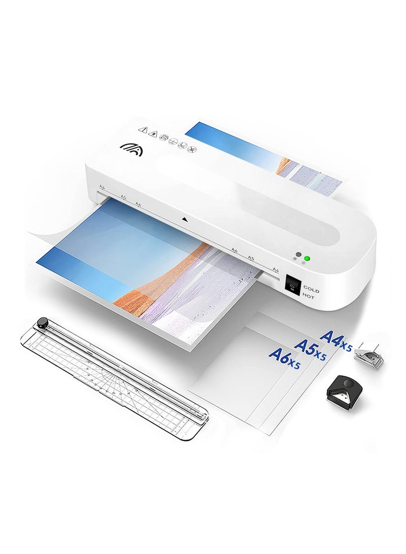 Generic Laminator Machine for A4/A5/A6, for Home Office School Use 9 inch Max Width Quick Warm-Up Paper Trimmer Corner Rounder Hole Puncher 15 Laminating Pouches  - Image 1