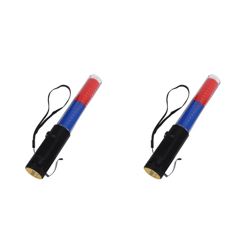 🌱 عصا تحكم مروري 26 سم بمصباح إشارة LED للحالات الطارئة والنشاطات الخارجية مع خطاف مغناطيسي 2 قطع - Image 1