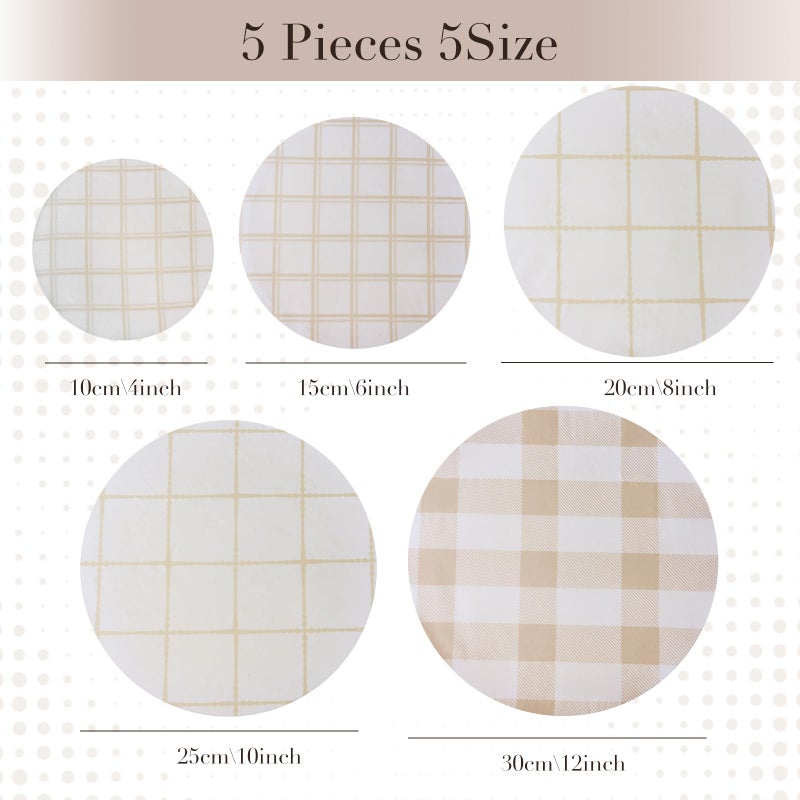 Tirphy 5-Size Reusable Bowl Covers for Bread Proofing - Beeswax Bowl Covers Reusable 4/6/8/10/12 Inch - Elastic Cotton Cloth Sourdough Cover - Shower Caps for Sourdough Bread (Simple style) - Image 2