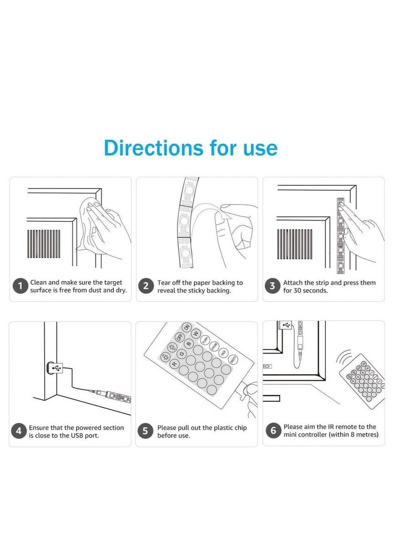 LED Light Strip 2M USB RGB Waterproof Decoration Lighting with Remote Control for Bedroom Kitchen Hotel Home TV Back (Color Changing) - Image 5