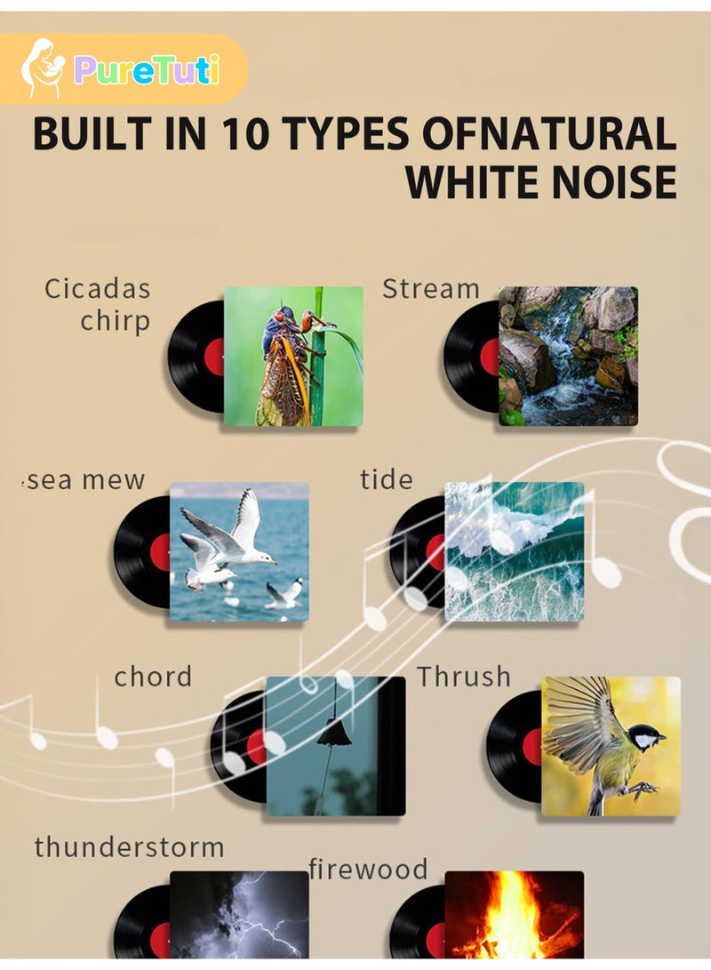 PureTuti Night Lights with White Noise, Soothing Sounds, LED Touch Control Lamp for Breastfeeding, Portable Night Light, Memory Timer, Sleeping Baby Adults Kids(WhitePro) - Image 3