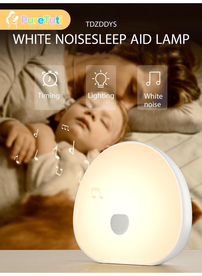 PureTuti Night Lights with White Noise, Soothing Sounds, LED Touch Control Lamp for Breastfeeding, Portable Night Light, Memory Timer, Sleeping Baby Adults Kids(WhitePro) - Image 2
