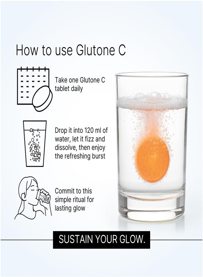 Glutone C Glutathione & Vitamin C Effervescent Tablets| Made with Setria L-Glutathione, Amla extract & Selenium| Even Tone & Glowing Skin| Pack of 15 Tablets (Pack of 2) - Image 5
