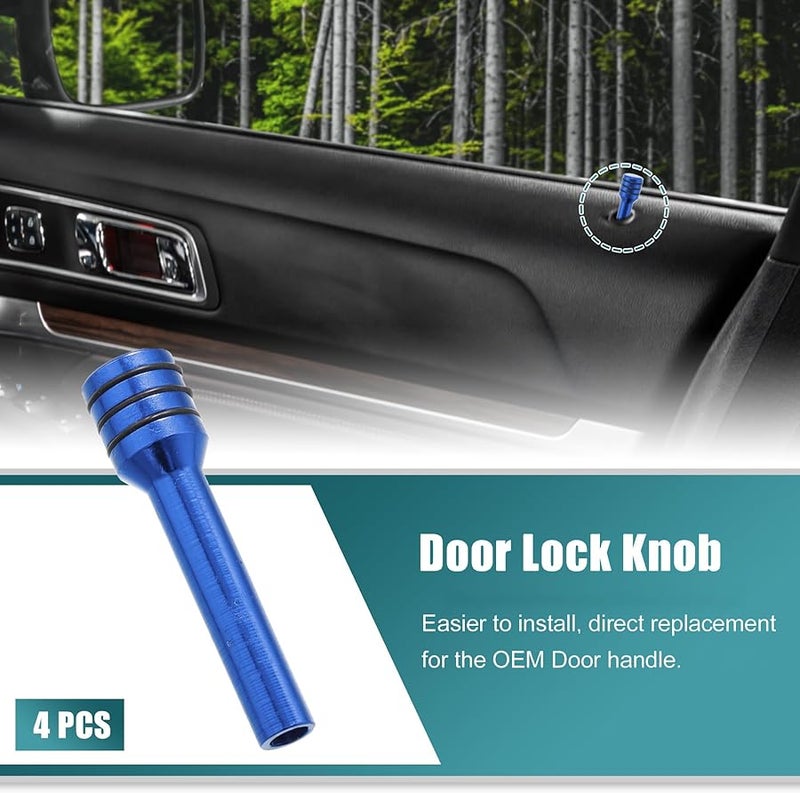 4 قطع من مقابض قفل باب السيارة المصنوعة من سبائك الألومنيوم الزرقاء، خيوط M4x0.7 مم، دبابيس سحب داخلية عالمية - Image 3