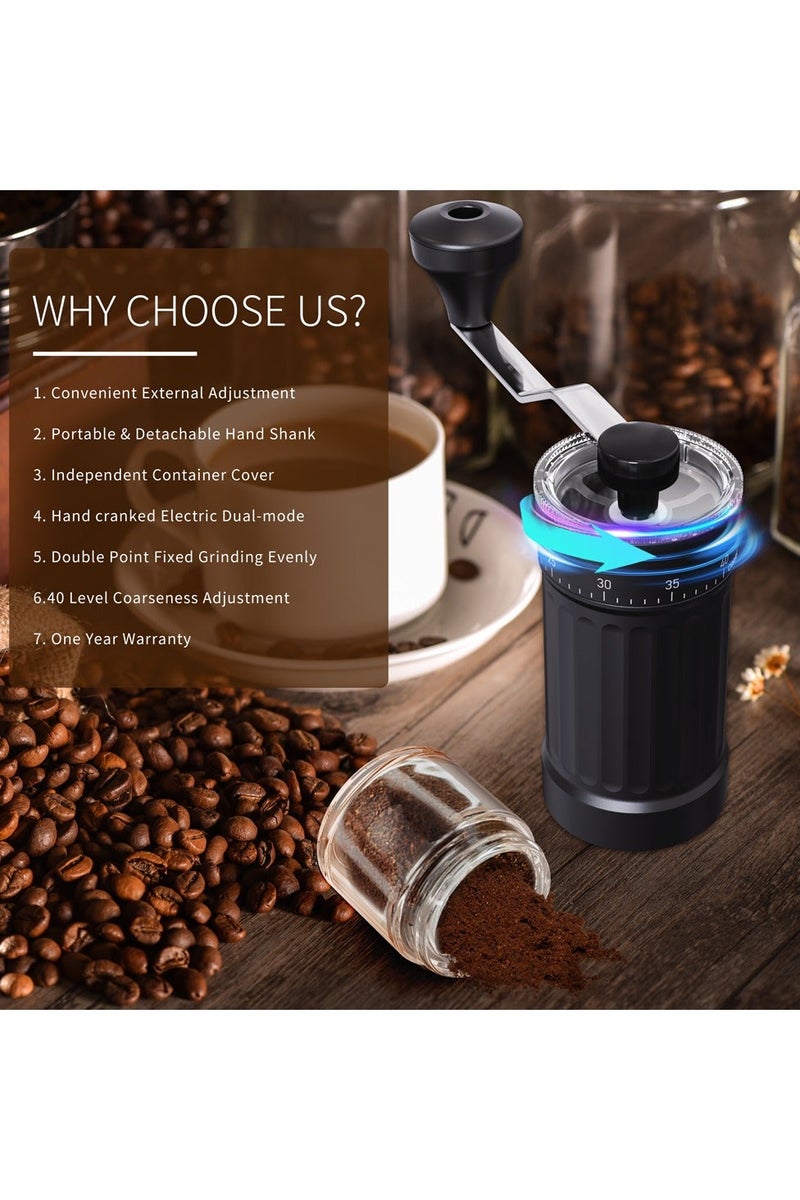 طاحونة البن اليدوية، طاحونة البن السيراميك قابلة للضبط للطحن الدقيق/الخشن، طاحونة التوابل المحمولة مع فرشاة تنظيف للمنزل، السفر، التخييم - Image 1