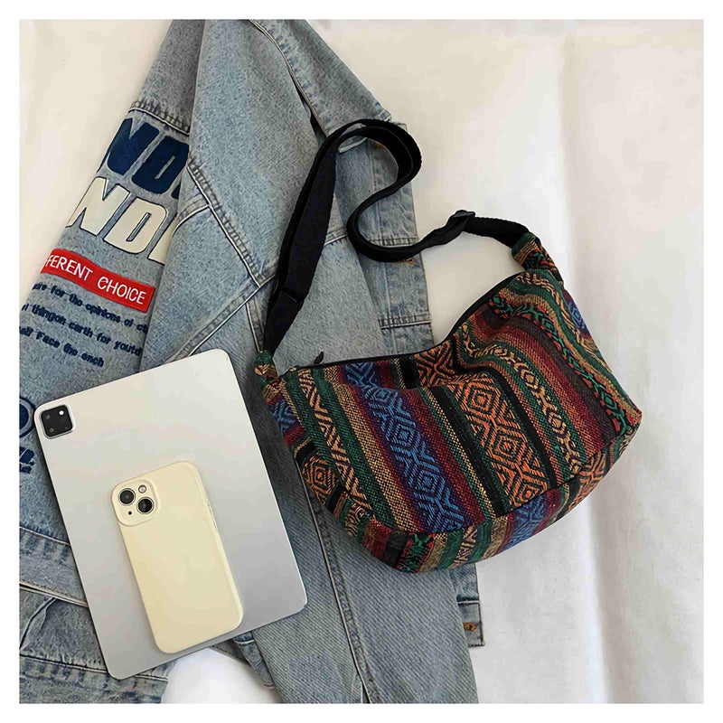 sunaeset hippie cloth purses for women, cute Small hobo boho purses crescent crossbody bags, vintage aesthetic bags - Image 3