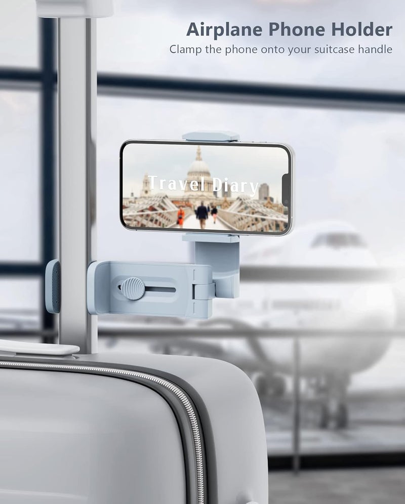 MiiKARE Travel Essentials Airplane Phone Holder, Universal Handsfree Phone Mount for Flying with 360 Degree Rotation, Travel Must Haves Phone Stand for Desk, Tray Table, Pink&Blue - Image 2