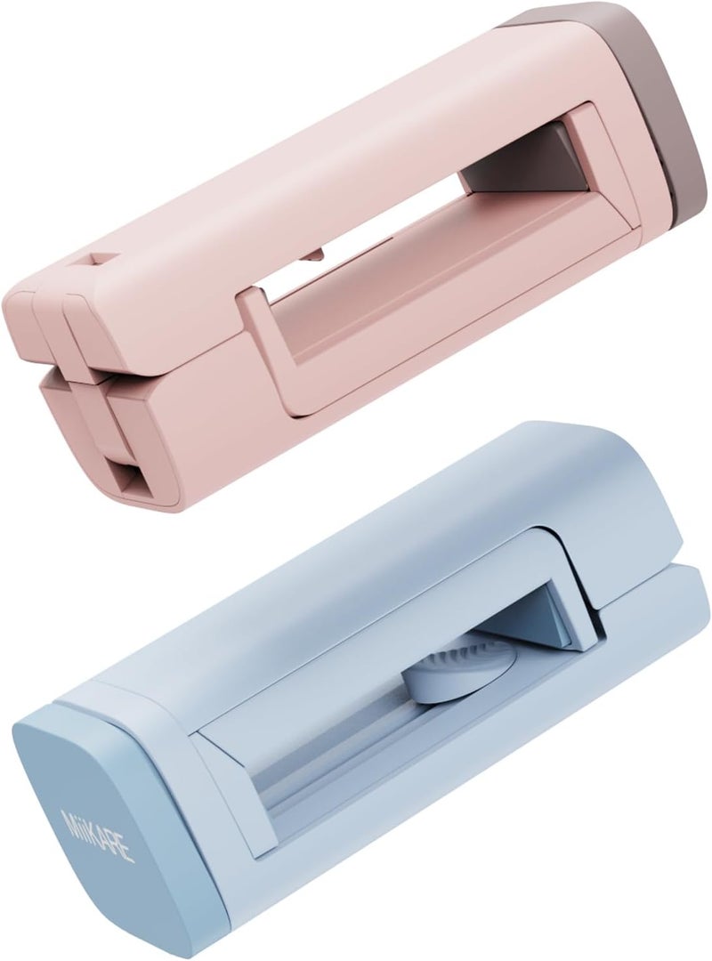 MiiKARE Travel Essentials Airplane Phone Holder, Universal Handsfree Phone Mount for Flying with 360 Degree Rotation, Travel Must Haves Phone Stand for Desk, Tray Table, Pink&Blue - Image 1