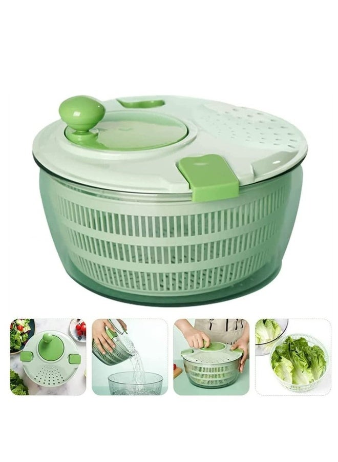 Fruits and Vegetables Dryer, Dry Off Drain Lettuce with Ease for Tastier Salads Hollow Drain Basket, Hand-Cranked Vegetable Dehydrator for Kitchen Washing and Drying, Green