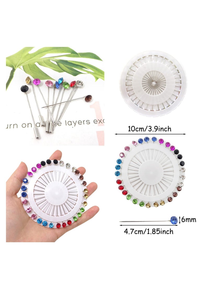 Hijab Pins with Safety Caps, 30Pcs Colorful Crystal Rhinestone Pins, Scarf Pins, Brooch Pins, Shawl Sweater Cardigan Safety Pins, Wedding Pins Sewing Snag-Free Pins - Image 2