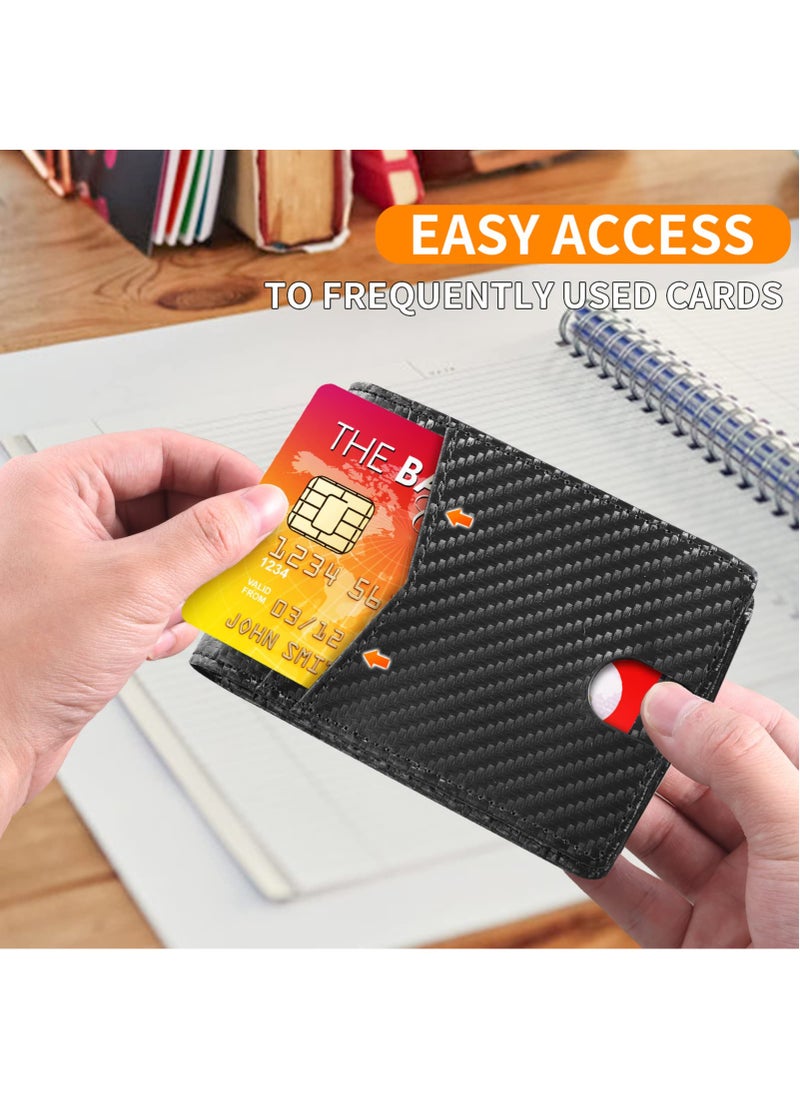 Excefore Wallet for Men, Minimalist Bifold Airtags Wallet Compatible with Apple Air Tags, Slim RFID Blocking Men's Wallet Case Holder, Larger Capacity Up to 12 Credit Cards with Gift Box, Carbon Fiber  - Image 3